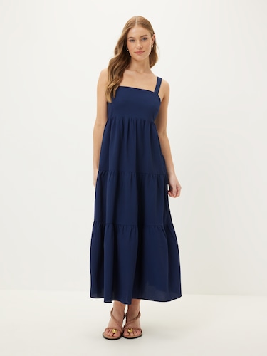 Madison Tiered Strappy Midi Dress                                                                                               