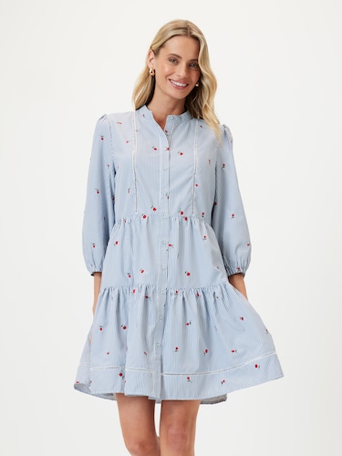 Eden Lace Detail Tiered Shirt Dress                                                                                             