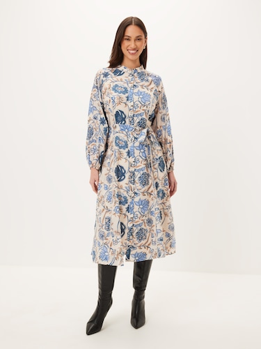 Maeve Long Sleeve Midi Shirt Dress                                                                                              