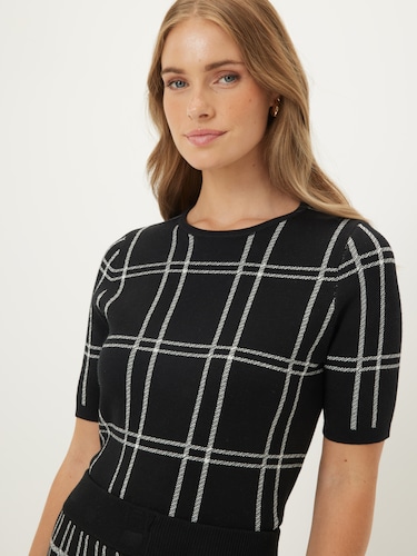 Jules Check Knit Top                                                                                                            