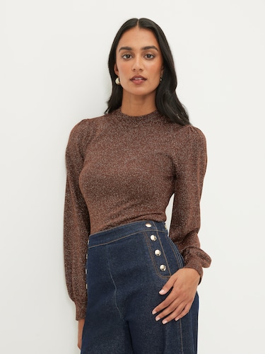 Lurex Balloon Sleeve Knit                                                                                                       