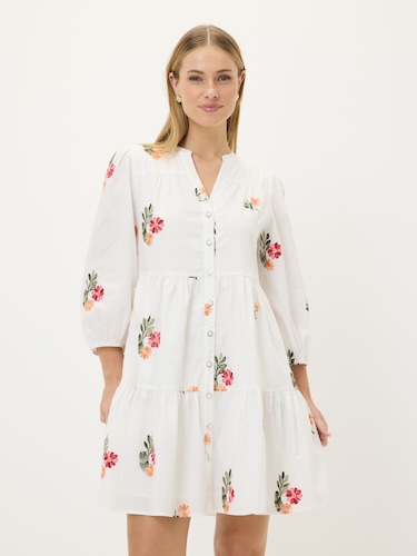 Ellie Tiered Embroidered Shirt Dress                                                                                            