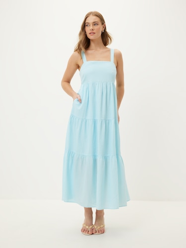 Madison Tiered Strappy Midi Dress                                                                                               