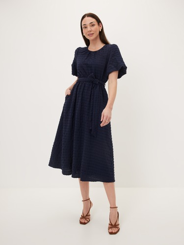 Cass Textured Puff Sleeve Dress                                                                                                 