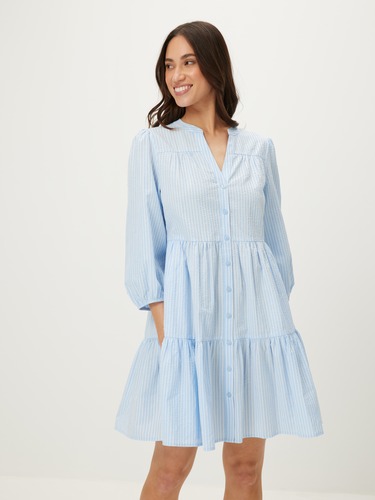 TIERED SHIRT DRESS WITH SHORT SLEEVE NOTES FROM THE ROAD