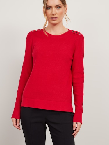 Ruby Round Neck Button Knit Top