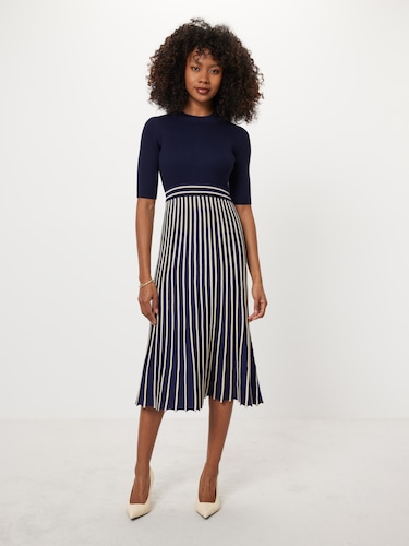 Jess Pleat Stripe Knit Dress                                                                                                    