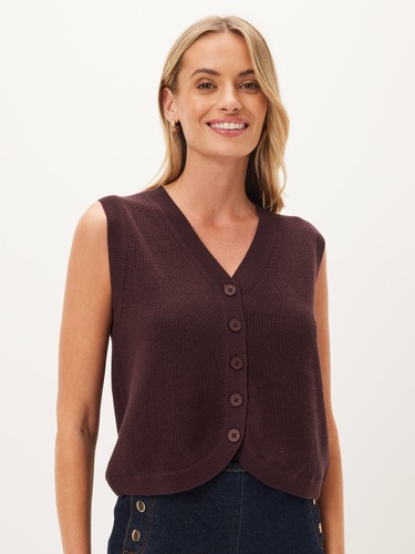 Bailey Button Front Knit Vest                                                                                                   