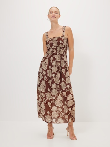 Summer Shirred Midi Dress                                                                                                       