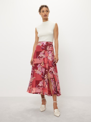 Block Fusion Braided Midi Skirt                                                                                                 