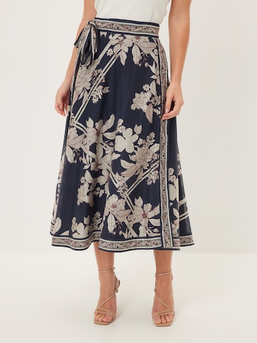 Floral Grid Wrap Skirt                                                                                                          