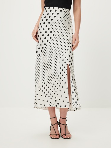 Patch Work Spot Slip Skirt                                                                                                      