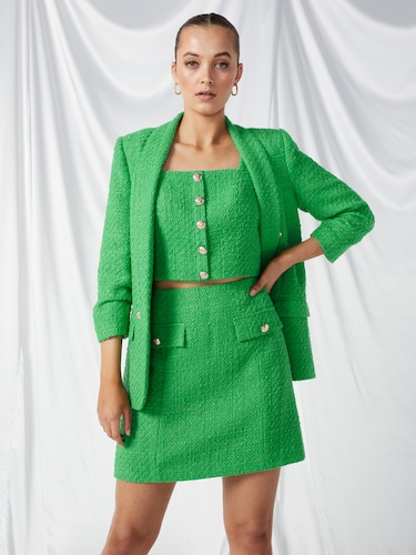 Green With Envy Boucle Skirt                                                                                                    