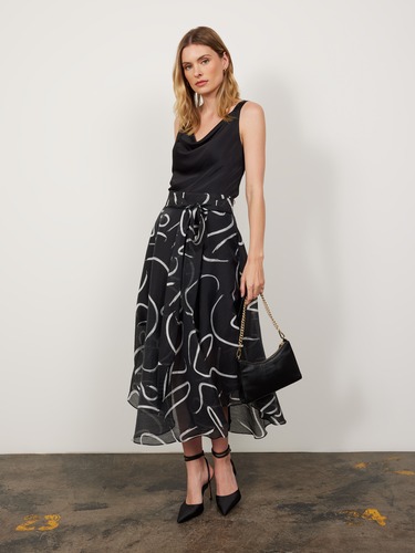 Sketch Print Midi Skirt