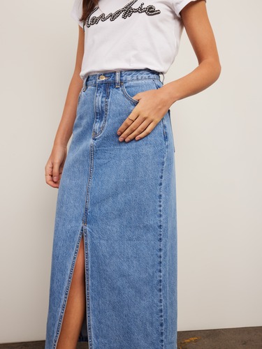 Buy Denim Patchwork Cargo Maxi Skirt, A-line Frayed Distressed Jean Skirt  Sizes 2-24 Online in India - Etsy