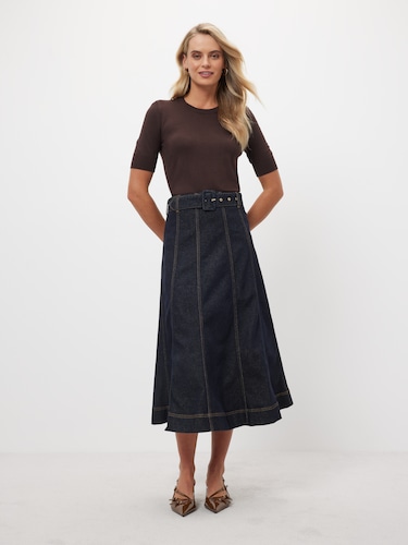 Melbourne Indigo Denim Skirt                                                                                                    