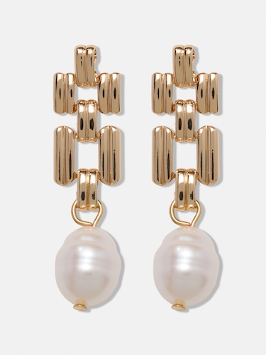 Danni Chain & Pearl Drop Earrings                                                                                               