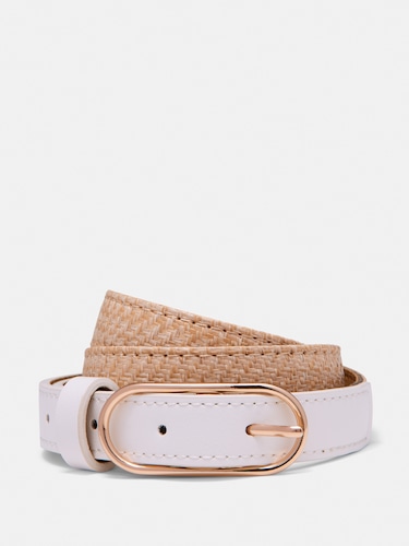 Summer Skinny Pu & Raffia Belt                                                                                                  