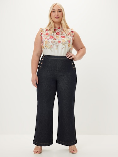 Curve Manhattan Denim Wide Leg Jean                                                                                             