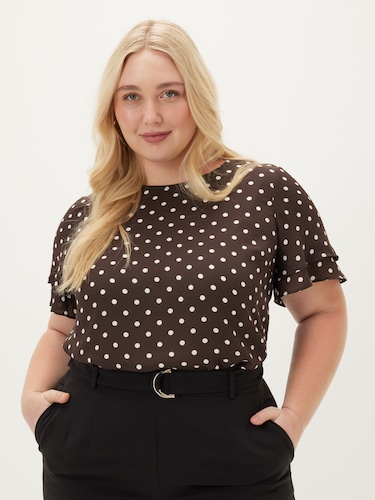 Curve Kylie Flutter Sleeve Top                                                                                                  