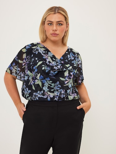 Curve Fern Cowl Neck Top                                                                                                        