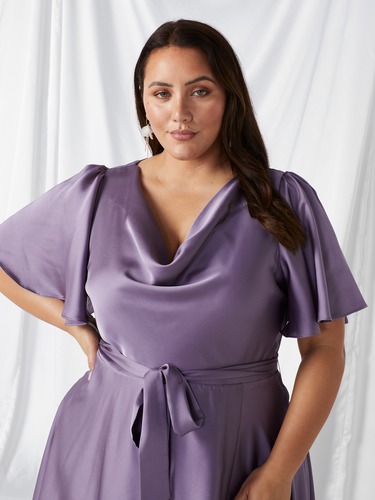 Curve Luella Cowl Neck Satin Midi Dress                                                                                         