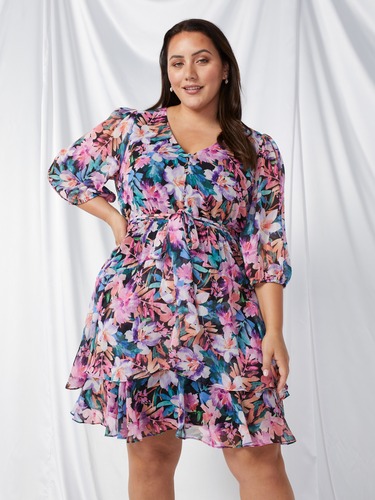 Curve Lucie Layered Short Mini Dress                                                                                            