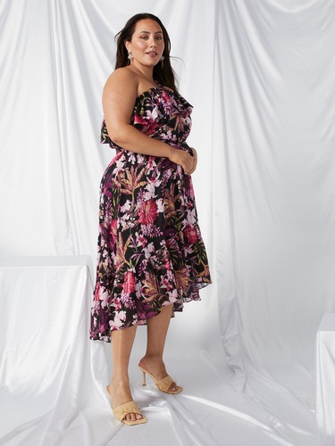 Curve Maddie One Shoulder Midi Dress                                                                                            