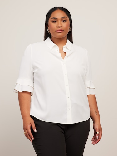 Curve Kayla 3/4 Button Up Shirt                                                                                                 