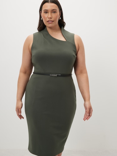 Curve Rosie Asymmetrical Neck Dress                                                                                             