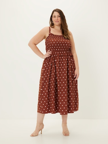 Curve Cynthia Shirred Midi Dress                                                                                                