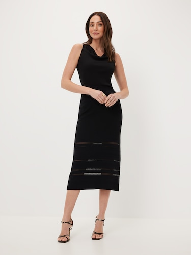 Ola Sheer Panel Midi Skirt                                                                                                      