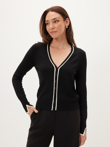 Tilly V-Neck Tipped Cardigan                                                                                                    