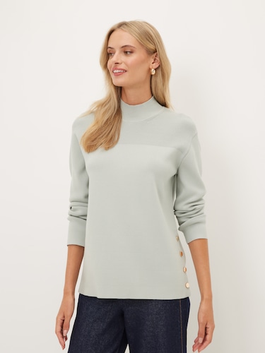 Kayla Side Button Crew Knit                                                                                                     