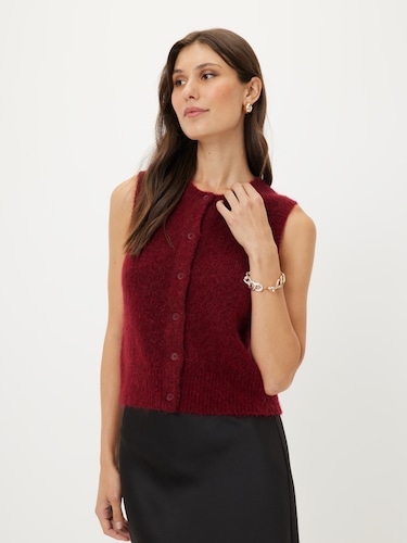 Callie Fluffy Button Up Vest                                                                                                    