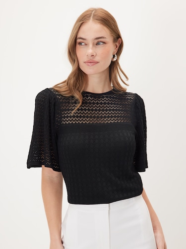 Tori Lace Flutter Sleeve Knit                                                                                                   