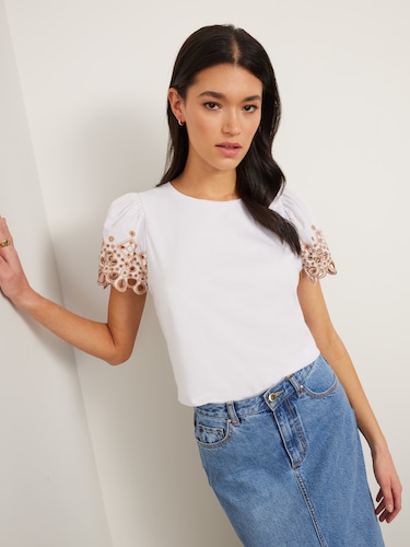 Emmy Embriodered Tee                                                                                                            
