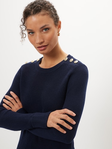 Gigi Button Crew Neck Knit                                                                                                      