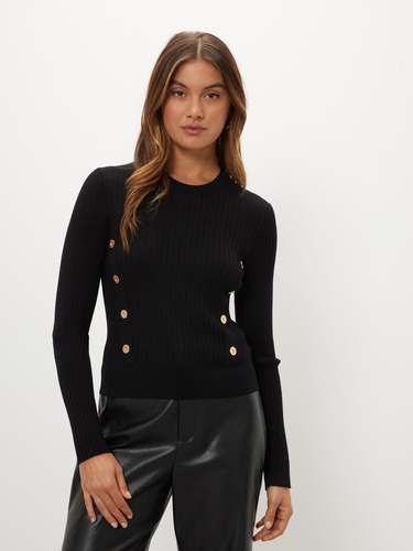 Jas Button Detail Long Sleeve Knit                                                                                              