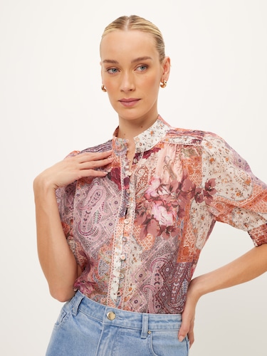 Luna Lace Trim Blouse                                                                                                           