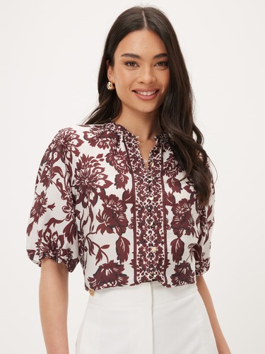 Jenna Printed Puff Sleeve Shirt                                                                                                 