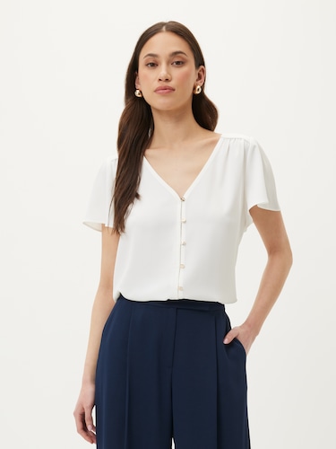 Violet V Neck Short Sleeve Blouse                                                                                               