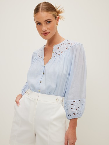 Spliced Broderie Blouse                                                                                                         