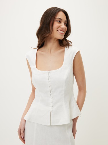 Belle Button Through Peplum Top                                                                                                 