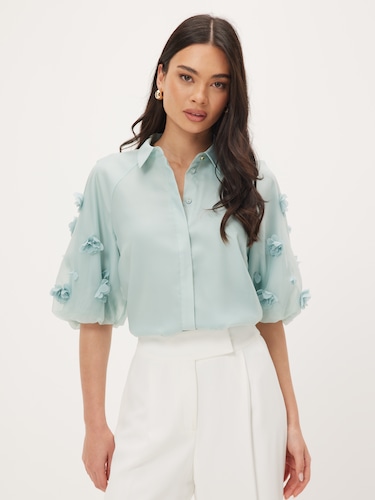 Rosa Flower Sleeve Shirt                                                                                                        