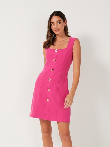 Kimberly Button Front Textured Dress                                                                                            