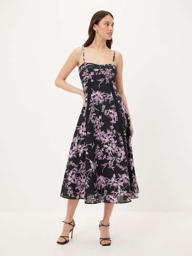 Layla Lace Trim Midi Dress                                                                                                      
