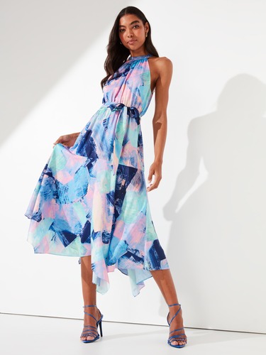 Lottie Ruffle Hem Satin Dress                                                                                                   