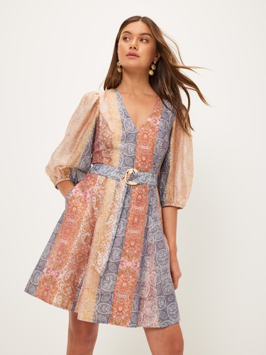 Orchid V Neck Ruffle Dress                                                                                                      