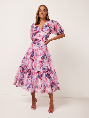 Layla Puff Sleeve Midi Dress